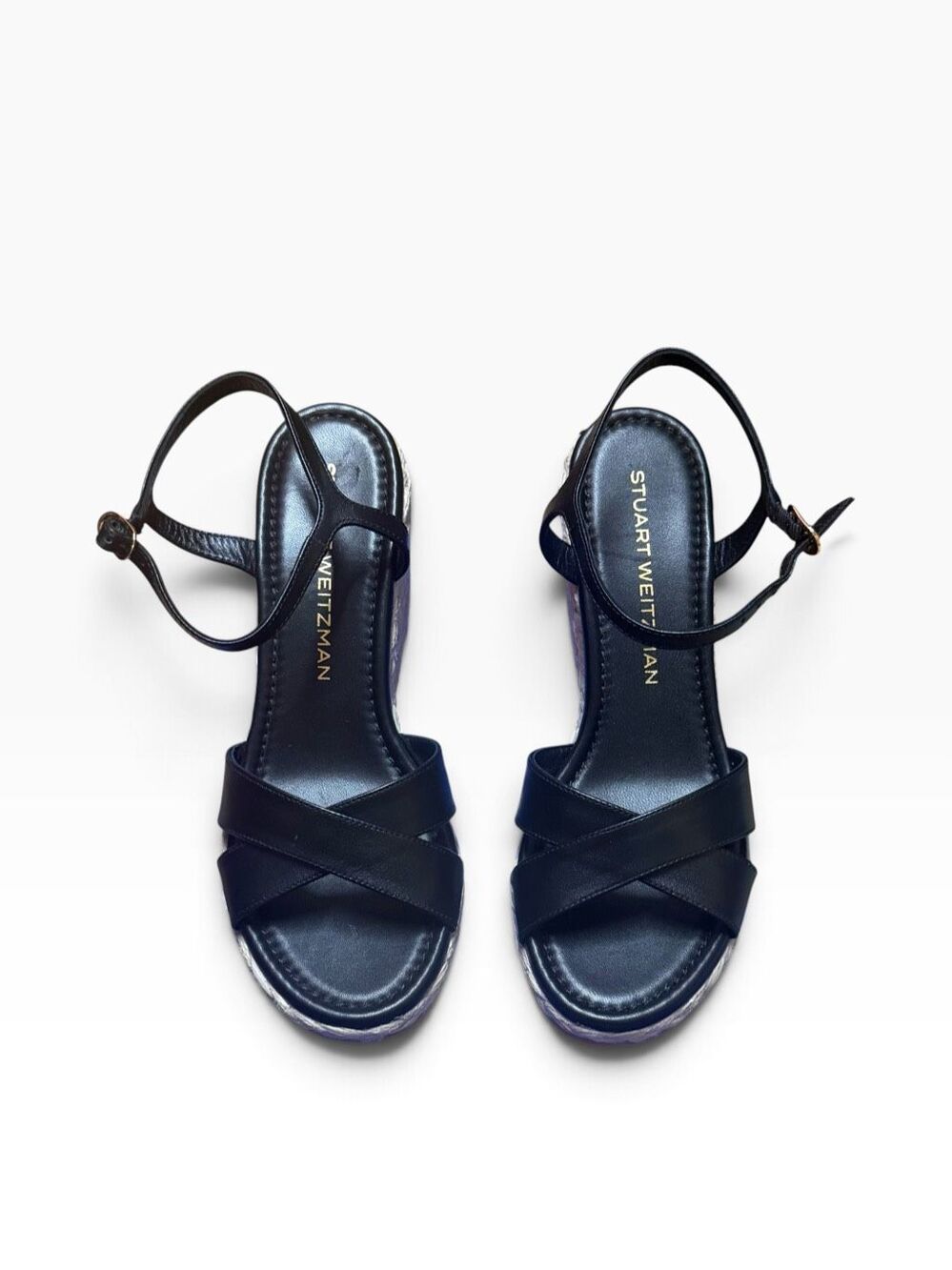 Stuart Weitzman Dayna Espadrille Wedge Sandal in black NWB Size 6 1/2
